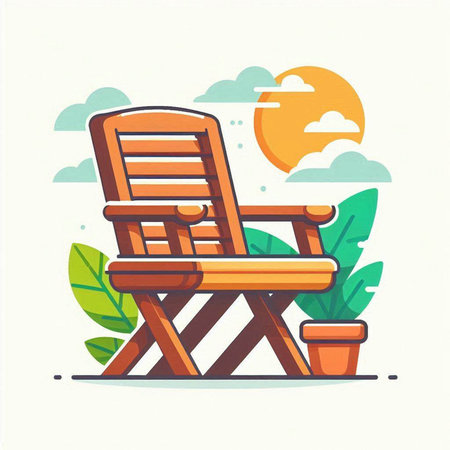 Beach chair. Vector illustration in flat cartoon style. Summer vacation concept.のイラスト素材