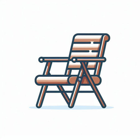 Deck chair icon. Hand drawn illustration of deck chair vector icon for web designのイラスト素材