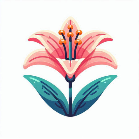 Lily flower icon. Vector illustration in flat style isolated on white background.のイラスト素材