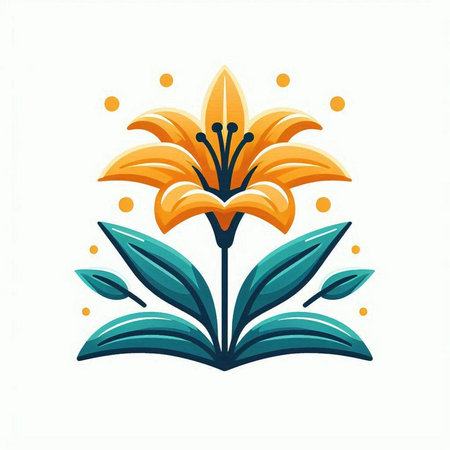 Lily flower icon. Vector illustration of beautiful lily flower.のイラスト素材