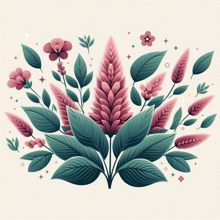 Floral background with colorful flowers and leaves. Vector illustration in retro style.のイラスト素材
