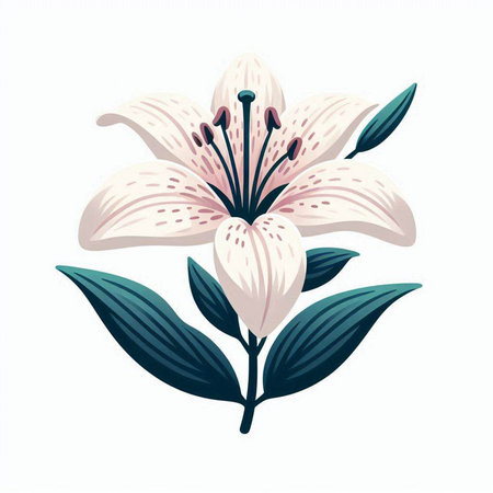 White lily flower isolated on a white background. Vector illustration.のイラスト素材
