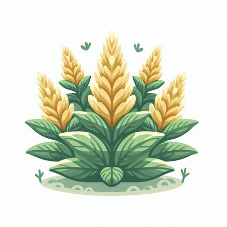 Illustration of a green plant on a white background. Vector illustrationのイラスト素材