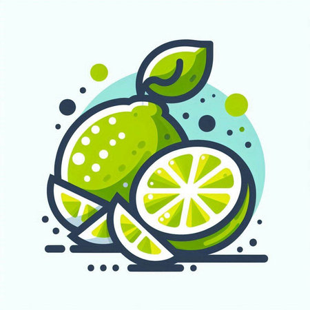 Lime icon. Vector illustration in flat style. Isolated on white background.のイラスト素材