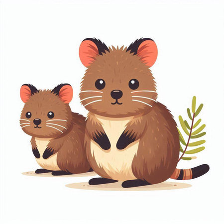 Cute mouse family isolated on white background. Cartoon vector illustration.のイラスト素材