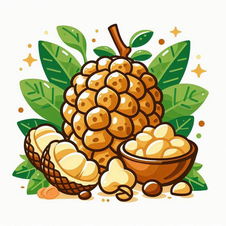 Coconut fruit vector illustration on a white background. Exotic tropical fruit.のイラスト素材