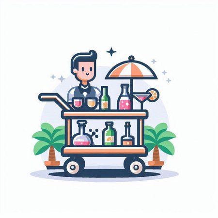 Cocktail bar icon. Vector illustration in flat design style.のイラスト素材