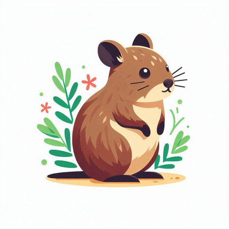 Hamster on the ground. Cute cartoon animal. Vector illustration.のイラスト素材