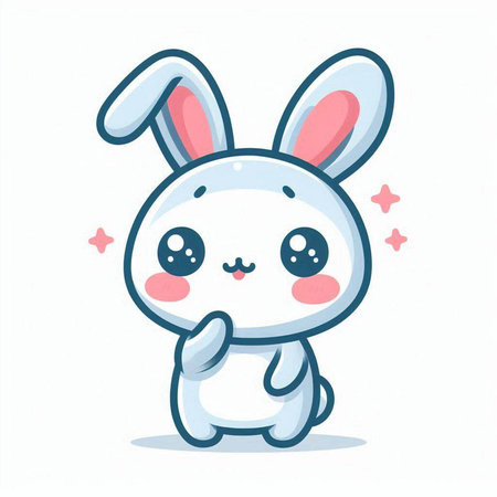 Cute cartoon bunny. Vector illustration isolated on a white background.のイラスト素材