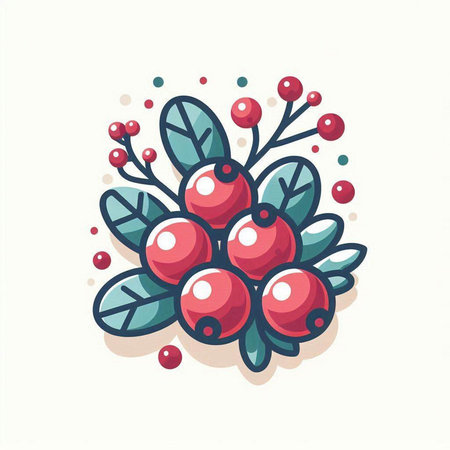 Hand drawn christmas wreath with berries and leaves, vector illustration.のイラスト素材