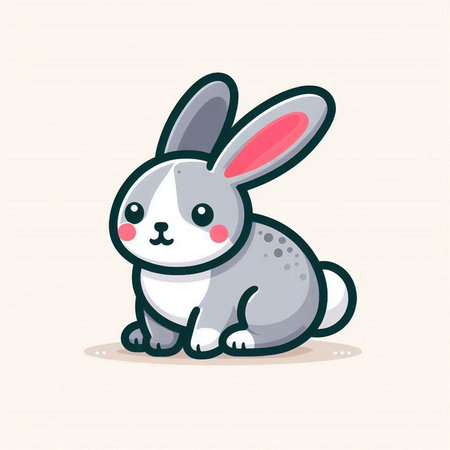 Cute rabbit cartoon. Vector illustration. Cute animal character.のイラスト素材