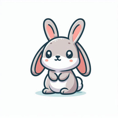 Cute cartoon bunny. Vector illustration isolated on a white background.のイラスト素材