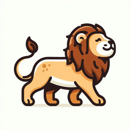Cartoon lion. Vector illustration. Isolated on white background.のイラスト素材