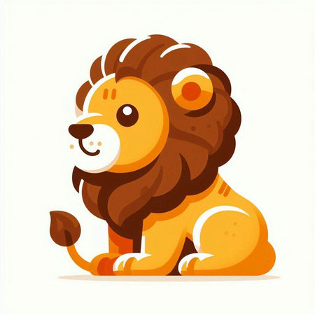 Lion isolated on white background. Cartoon style. Vector illustration.のイラスト素材