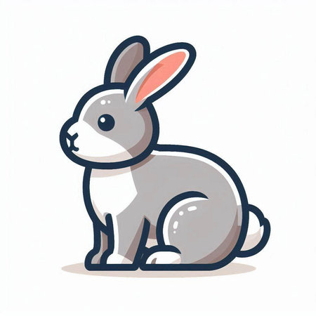 Cute rabbit on a white background. Vector illustration in cartoon style.のイラスト素材