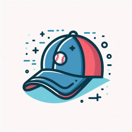 Baseball cap with baseball ball. Vector illustration in doodle style.のイラスト素材