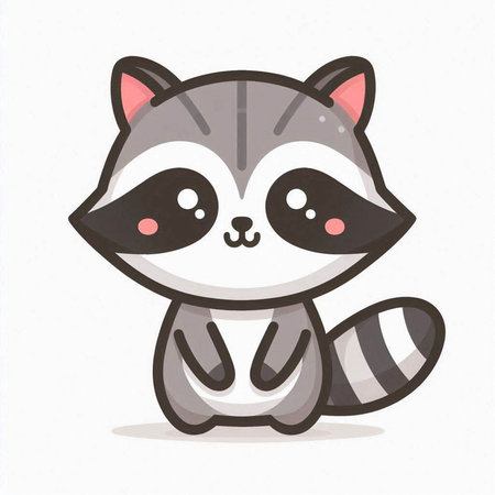 Cute raccoon cartoon vector illustration. Cute cartoon raccoon icon.のイラスト素材