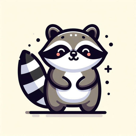 Cute raccoon vector illustration. Cute cartoon animal character.のイラスト素材