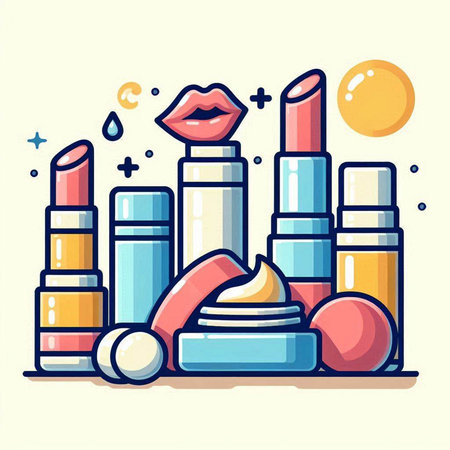 Cosmetic products. Makeup products. Vector illustration in flat styleのイラスト素材