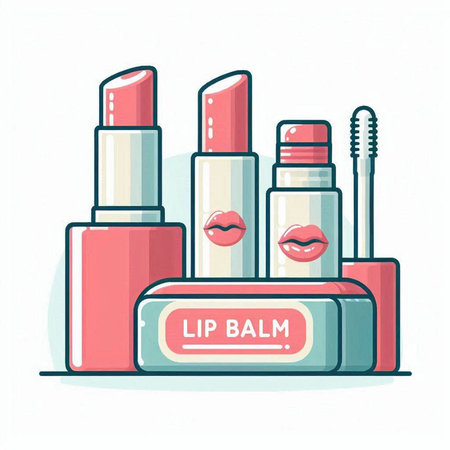 Lipstick and lip gloss on white background. Vector illustration.のイラスト素材