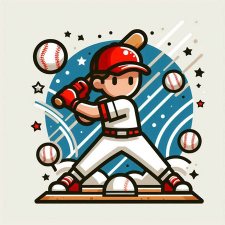 Baseball player and ball. Vector illustration of a baseball player.のイラスト素材