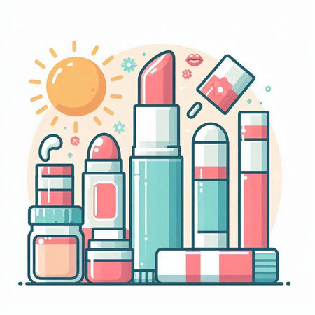 Lipstick. Makeup products. Flat style vector illustration.のイラスト素材