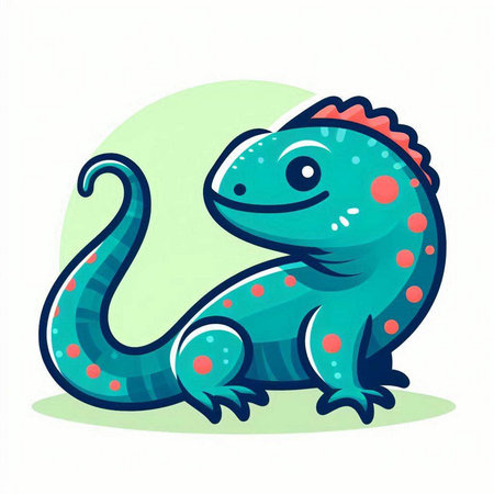 Cute cartoon chameleon. Vector illustration isolated on white background.のイラスト素材