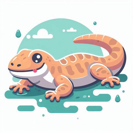 Illustration of a cute lizard on a white background. Vector illustration.のイラスト素材