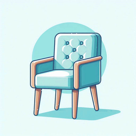 Comfortable armchair on a blue background. Cartoon style. Vector illustration.のイラスト素材