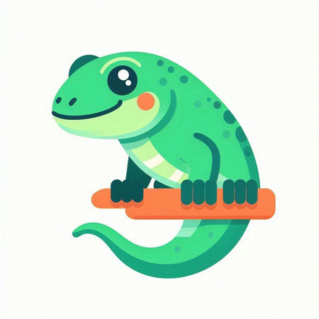 Cute chameleon on a white background. Vector illustration.のイラスト素材