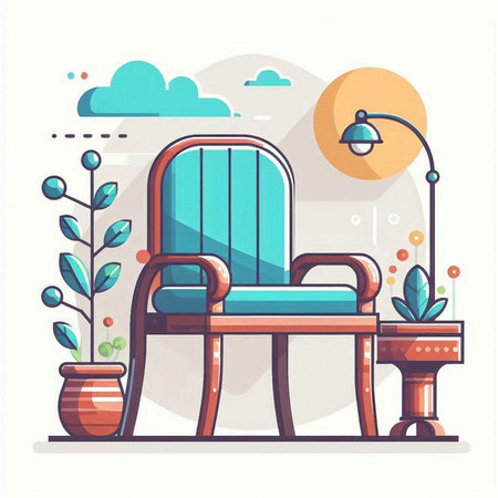 Comfortable armchair in the living room. Vector illustration in flat styleのイラスト素材