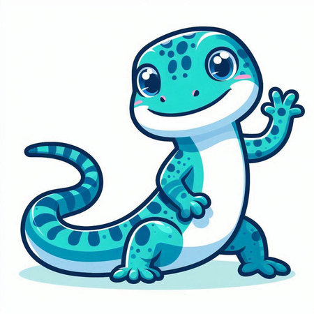 Cute cartoon lizard isolated on a white background. Vector illustration.のイラスト素材
