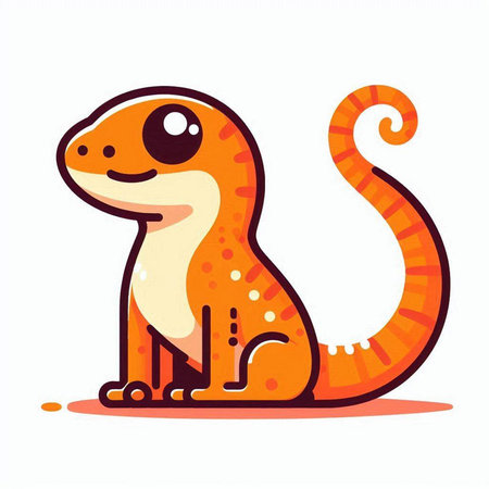 Cute cartoon lizard isolated on white background. Vector illustration in flat style.のイラスト素材