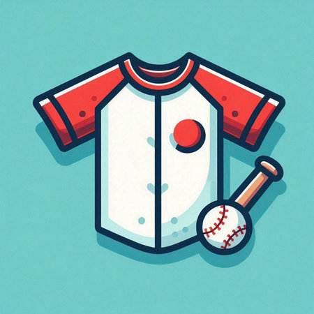 Baseball uniform with ball and bat. Vector illustration in cartoon styleのイラスト素材