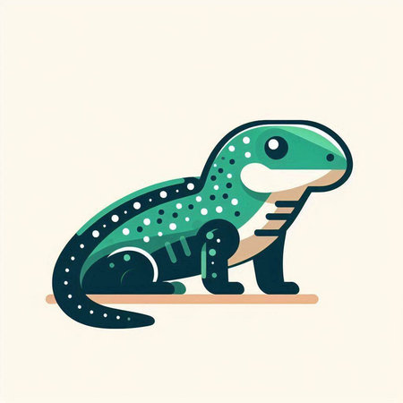 Cute cartoon chameleon. Vector illustration in flat style.のイラスト素材