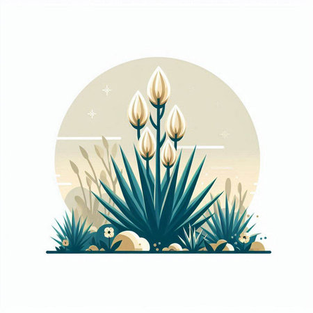 Illustration of yucca plant in the garden. Vector illustration.のイラスト素材