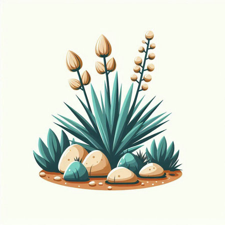 Illustration of a succulent plant in a flat style. Vector illustration.のイラスト素材