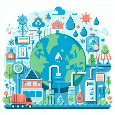 Ecology, save the planet, save the water, save the world conceptのイラスト素材