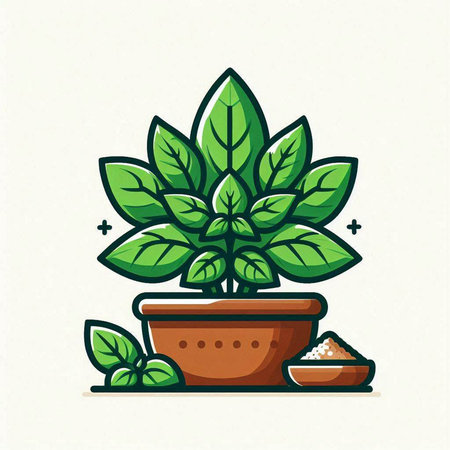 Illustration of a green plant in a pot. Vector illustration.のイラスト素材