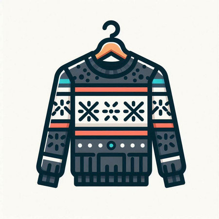 Knitted sweater with geometric pattern in Scandinavian style. Vector illustration.のイラスト素材