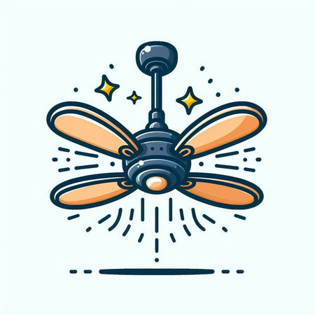Ceiling fan icon. Vector illustration in line art style.のイラスト素材