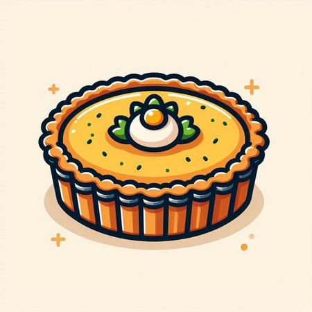Illustration of a pie with egg on top. Vector illustration.のイラスト素材