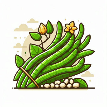 Vector illustration of green plant in cartoon style. Isolated on white background.のイラスト素材