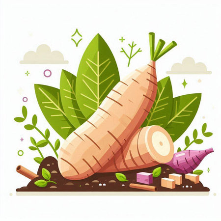 Illustration of carrots with leaves on white background. Vector illustration.のイラスト素材