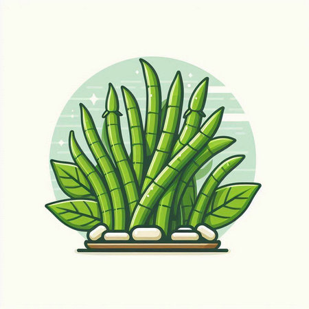Illustration of a green plant in a pot on a white backgroundのイラスト素材