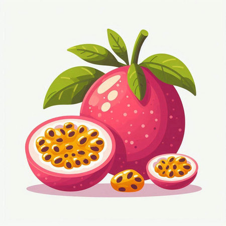 Passion fruit vector illustration. Isolated passion fruit on white background.のイラスト素材