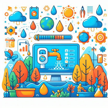 Flat design modern vector illustration concept of environment, ecology, water, natural resources.のイラスト素材