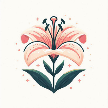 Lily flower vector illustration. Hand drawn floral element for your design.のイラスト素材