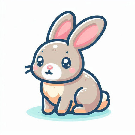 Cute cartoon rabbit. Vector illustration isolated on a white background.のイラスト素材