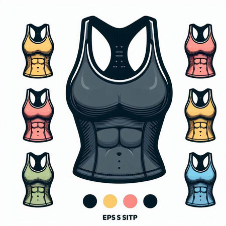 Vector illustration of sport tank top set with different types of clothing.のイラスト素材